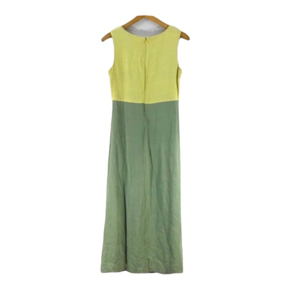 Vintage Light Green & Citron Palm Tree Embroidered Sleeveless Maxi Dress SZ 6 - Picture 9 of 10